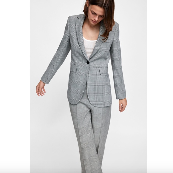 New Zara Plaid Wide leg Cuffed Pants - Picture 6 of 9